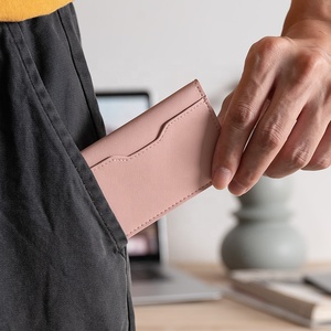 TILONSTAR TVW103 Custom Logo <b>Clear</b> ID Window Business Pink Leather Credit Card Holder for Women - Product Image 6