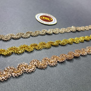 Ribete Metálico Vintage Elegante de Alta Calidad, Ribetes Plateados y Dorados Solubles en Agua, Adornos para Prendas de Vestir, Poliéster/Algodón Dorado, Duradero - Product Image 2