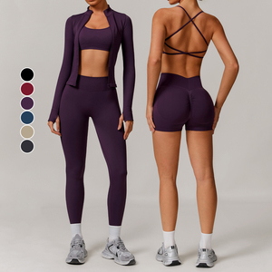 Nuevo conjunto deportivo para mujer, en oferta, para yoga, gimnasio, fitness, 2 piezas, licra, nailon, conjuntos de yoga para fitness. - Product Image 3