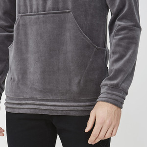 Men's Gray Velour <b>Hoodie</b> Quarter <b>Zip</b> Raglan Sleeve Oversized Casual Sweatshirt Solid Color Autumn Wear 100% Cotton <b>Pocket</b> - Product Image 4