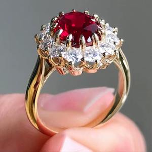 Super High Quality Ruby GF 925 Sterling Silver 18K Gold Plated Vintage Prong Setting Third Party Certified <b>Indian</b> Red Ruby <b>Ring</b> - Product Image 3