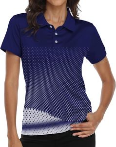 Polo de Manga Corta para Mujer con Estampado Abstracto Colorido, Base Blanca, Tejido de Poliéster de Secado Rápido, Corte Regular Informal, OEM - Product Image 6