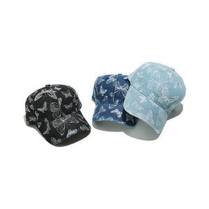 Unisex Printed Baseball Cap 100% Cotton Breathable Casual Spring Summer <b>Hat</b> Light Blue <b>Navy</b> Black Butterfly Pattern - Product Image 1