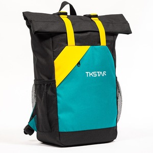 Yellow and blue color matching design <b>backpack</b> roll top <b>backpack</b> expandable sports <b>backpack</b> <b>large</b> capacity leisure <b>backpack</b> - Product Image 2