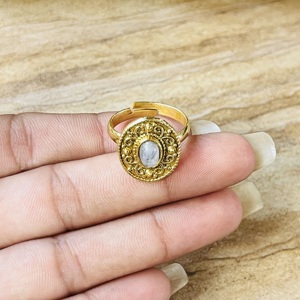 Fashionable High Demand Boho Moonstone Brass <b>Ring</b> Filigree Tribal <b>Chunky</b> <b>Ring</b> Gold Plated Antique Style Statement Wholesale <b>Ring</b> - Product Image 6