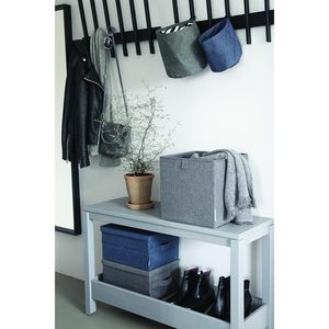 MA51MBL Minimalist <b>Single</b>-Tier Canvas <b>Wardrobe</b> Organizer Home Office Foldable Storage Box with Lid for Clothing - Product Image 4