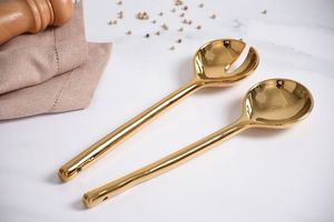 Juego de Cucharas para Sopa Modernas de Acero Inoxidable Dorado, Cucharas Resistentes para Servir en la Mesa del Comedor, Accesorios de Cocina - Product Image 5