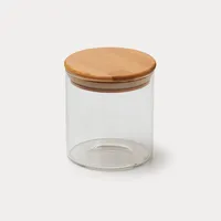 Pot en verre borosilicate transparent en vrac avec couvercle en bambou, récipient de stockage hermétique et étanche pour épices, café, thé, fruits secs, cuisine