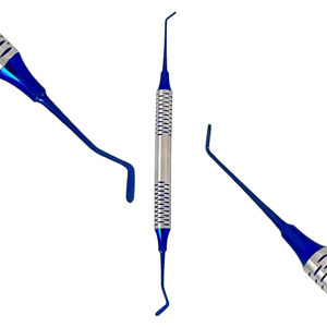 Spatule de restauration dentaire en acier inoxydable allemand, double extrémité, antiadhésive, pour résine composite, finition titane bleu - Product Image 5
