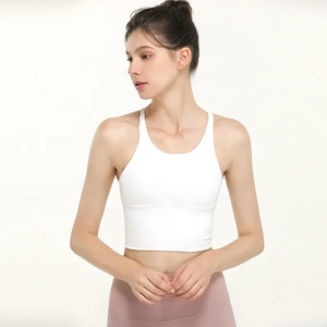เสื้อชั้นในเล่นกีฬาวิ่ง,เสื้อครอปเอวลอยสีขาวเซ็กซี่โลโก้ออกแบบได้ตามต้องการ - Product Image 4
