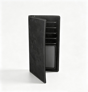 [In Stock][Retail Price] Castello Genuine Nubuck Leather Long Wallet Open Closure Men's Women's Unisex Black Brown Polyester - Product Image 3