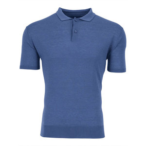 Men's Knitted Short Sleeve Solid Color <b>Polo</b> <b>Shirt</b> Casual Style <b>Blue</b> - Product Image 1