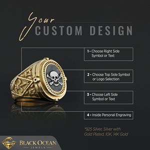 Anillo Masónico BOJ 015 Personalizado de Plata con Diamantes, Anillo de Graduación Universitaria Unisex, Regalo para Fiestas y Ocasiones Especiales, Precio Bajo - Product Image 3