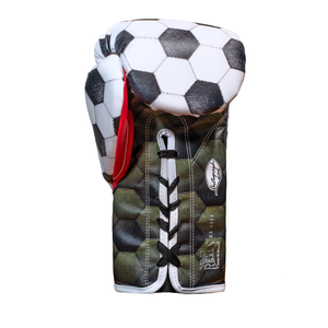 Guantes de Boxeo Cleto Reyes Blancos y Negros con Diseño de Balón de Fútbol, de Cuero, con Cordones, Profesionales para Adultos, para Entrenamiento y Sparring - Product Image 5