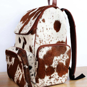 Wholesale cowhide leather hair on <b>backpacks</b> OEM supplier custom logo export quality student bags for sale in wholesale price - Product Image 3