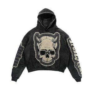Sweat à capuche surdimensionné pour homme en coton 100% fabriqué au Pakistan, avec broderie vieillie, impression sérigraphique, séchage rapide et poche, idéal pour l'hiver - Product Image 3