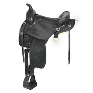 Silla de Montar para Caballo de Cuero Genuino Negro con Diseño Grabado Personalizado, Suave y Cómoda, Absorbente de Sudor e Impermeable - Product Image 2