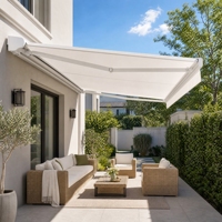 Auvent de terrasse de luxe à cassette complète motorisé, voile en polyester 1100Dtex, cadre en aluminium 6063, extensible, moderne, pour balcon, utilisation extérieure