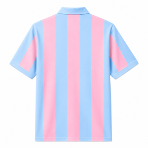 Camiseta de fútbol americano personalizada de Jack & Jill of America, manga corta, logotipo en la parte delantera, camisa de poliéster a rayas azul cielo y rosa para mujer - Product Image 3