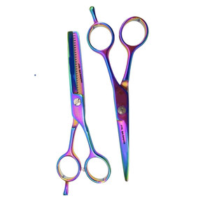 Ensemble professionnel de ciseaux de coiffure violets en acier inoxydable pour la coupe et l'effilage des cheveux, pour barbier et coiffeur - Product Image 6