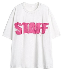 T-shirt en chenille premium avec broderie de logo personnalisé, coupe oversize en coton, vêtement streetwear unisexe - Product Image 2