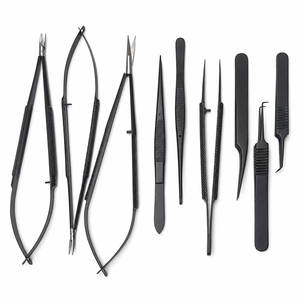 Juego de Instrumentos Microquirúrgicos Básicos con Recubrimiento Negro, Kit de Microcirugía de Acero Inoxidable, Herramientas Quirúrgicas de Precisión con Certificación CE - Product Image 1