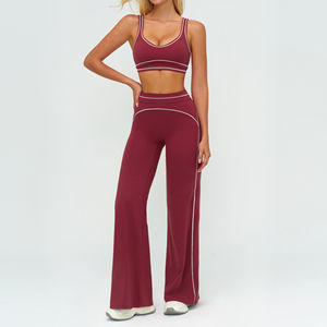 Ensemble de yoga sans couture personnalisé 4 pièces : Leggings côtelés taille haute, soutien-gorge de sport, séchage rapide, respirant, vêtements de sport pour femmes, gym, fitness, entraînement - Product Image 2