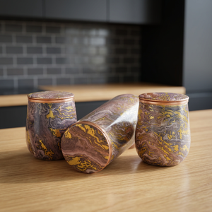 Ensemble de bouteilles d'eau en cuivre à motif vague marbrée avec gobelets assortis, vaisselle réutilisable pour la cuisine, la salle à manger, le bureau, les voyages, cadeau - Product Image 5