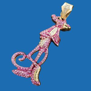 จี้พิงค์แพนเธอร์แบบ Iced Out สไตล์ฮิปฮอป เงินแท้ 925 ชุบทอง ประดับโมอิสซาไนต์สั่งทำพิเศษ ผ่านการทดสอบเพชร - Product Image 5