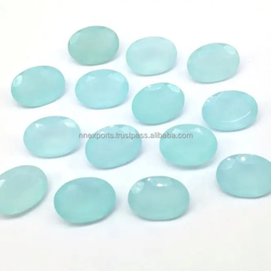 Calcedoine naturelle aqua 10x12mm, taille ovale facettée, pierre semi-précieuse en vrac, qualité supérieure, provenant d'un fournisseur en gros - Product Image 3