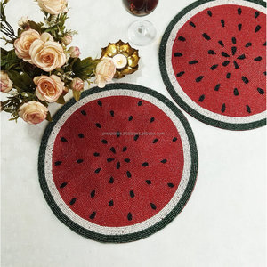Set de table perlé en forme de cœur festonné, fait main, avec perles de verre rondes, pour la Saint-Valentin, élégant décor de table - Product Image 3