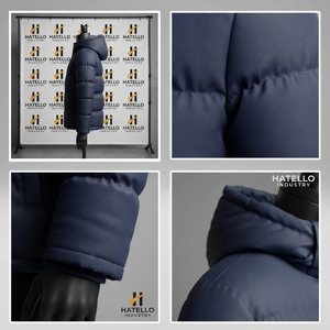 HATELLO Regular Fit Thick Polyester Wadding Navy Hooded Puffer Jacket Sherpa Lining Windproof Winter <b>Coat</b> <b>Men's</b> Puffer Jackets - Product Image 4
