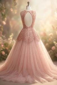 Robe de mariée haut de gamme en tulle écologique à motifs floraux, ornée de perles, silhouette trompette/sirène, longueur ras du sol, personnalisable, nettoyage à sec - Product Image 3