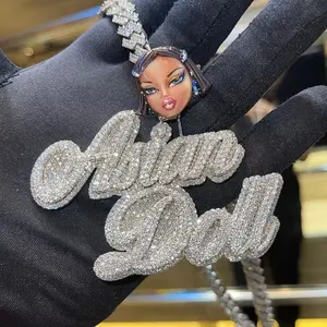 Colgante Personalizado de Hip Hop con Letra y Nombre, Plata de Ley 925, Moissanita VVS, con Incrustaciones, para Hombre - Product Image 2