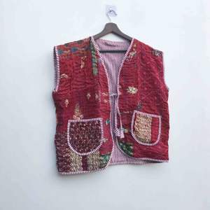 Chaleco Khambadi Tradicional Maharashtriano de Lana, Chaleco Acolchado de Invierno Hecho a Mano, Chaleco Indio Khambadi sin Mangas - Product Image 5