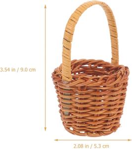 Mini paniers-cadeaux en bois tissés à la main avec poignée, paniers de pique-nique décoratifs pour bonbons, chocolat et cadeaux, mariage et fête, miniature - Product Image 4