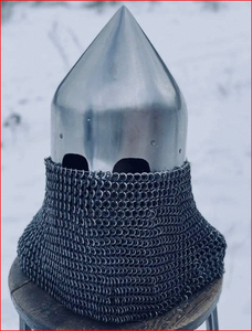 Casco Vikingo Medieval de Armadura de Malla de Acero Calibre 16 con Protección Nasal - Product Image 1