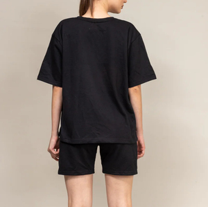 Women's Black 2-Piece <b>Knitted</b> <b>Set</b> O-Neck Three Quarter Sleeve Lace Vintage Top Pocket Regular Fit Knee Shorts High Support Solid - Product Image 2