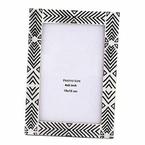 Geometric Design Bone Inlay Photo Frame for Desk Tabletop Living Room Display Showcase Bone Picture Frame Decor Accessory - Product Image 1