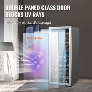 Doppia zona 80-bottiglia di vino refrigeratore Freestanding LED lucchetto frigorifero per vino e bevande - Product Image 5