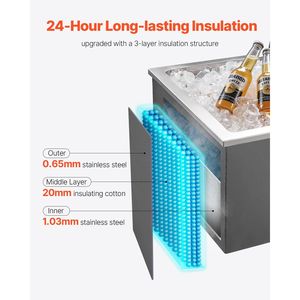 Contenitore refrigerante commerciale in acciaio inox da incasso 20L x 16W x 13H (44,7 Quart) con coperchio a ribalta per esterni - Product Image 3