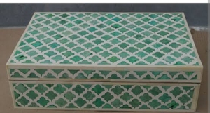 Handmade Eco-Friendly Square Classic Design <b>Large</b> Bone Resin Inlay Storage <b>Box</b> Organizer Jewelry Leather Velvet Angel Model Logo - Product Image 2
