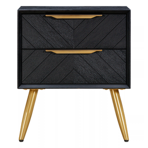 Table de chevet élégante en bois de la collection GALAXY, 2 tiroirs, meuble de rangement moderne pour chambre à coucher - Product Image 5