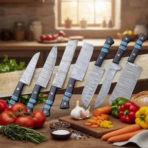 High Quality Pattern Steel Blades Hand Forged <b>Sharp</b> Cutting Edge Ergonomic Damascus Steel Handmade Chef <b>Knife</b> <b>Set</b> For Kitchen - Product Image 1