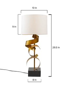 Lampe de table moderne de luxe en or, sculpture abstraite, base en marbre noir, abat-jour en tissu, style Art Déco, lampe de chevet, lampe de salon, lampe de bureau - Product Image 4