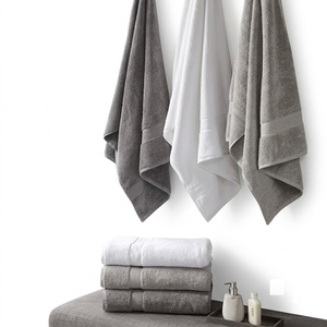 Serviettes de bain de luxe 100% coton peigné, très absorbantes, séchage rapide, pour hôtels et spas, couleur taupe marron, bordure Dobby, en lin - Product Image 4