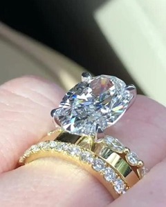 Full Eternity <b>Stacking</b> Band Bridal Set Luxury 4 CT E VVS2 IGI Certified Oval Cut Lab Diamond Engagement <b>Ring</b> - Product Image 3