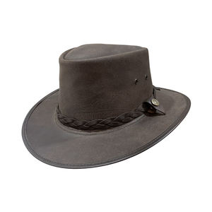 หมวกคาวบอยสีน้ำตาลคุณภาพสูงแบบตะวันตก หมวกหนังสั่งทำพิเศษ ปั๊มโลโก้ หมวกคาวบอยวินเทจ - Product Image 1