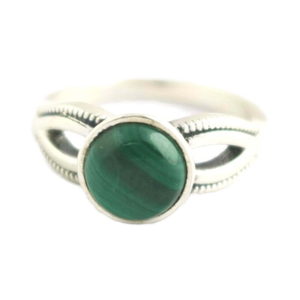 Bague en argent sterling 925 faite à la main avec pierre précieuse en malachite naturelle - Product Image 1