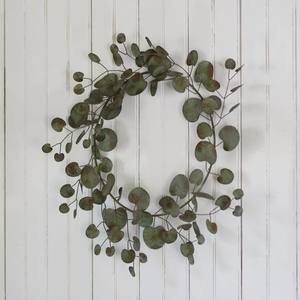 Guirnalda de Eucalipto Metálica Antigua con Acabado Verdigris, Decoración Rústica de Pared con Hojas de Hierro Verdes para Adorno Navideño Europeo del Hogar - Product Image 1